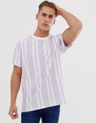 New Look T-shirt In Lilac Vertical Stripe - Purple