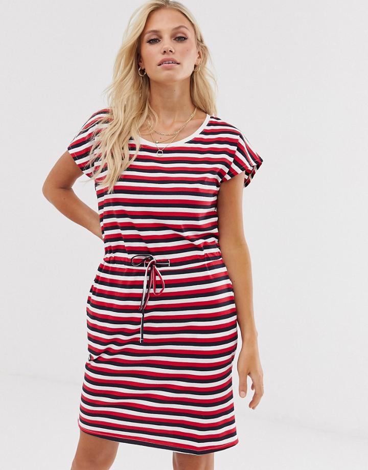 Vero Moda Stripe Jersey Dress With Tie Waist-multi