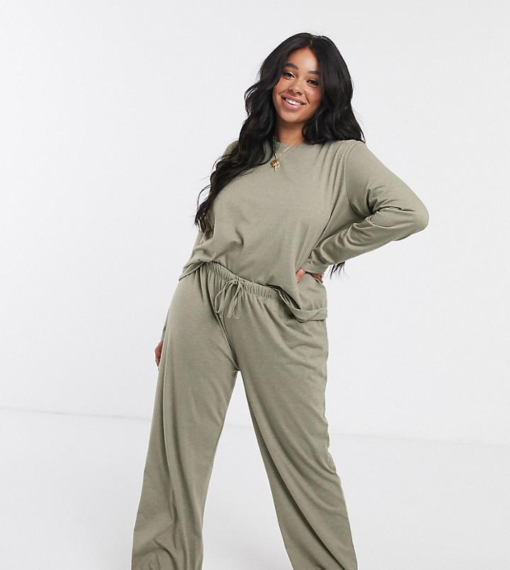 Asos Design Curve Mix & Match Jersey Pants-green