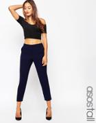 Asos Tall Ankle Grazer Cigarette Pant In Crepe - Navy $17.50