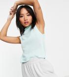 Threadbare Petite Marlisa Knit Tank Top With High Neck In Light Blue-blues