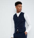 Asos Tall Super Skinny Fit Suit Vest In Navy - Navy