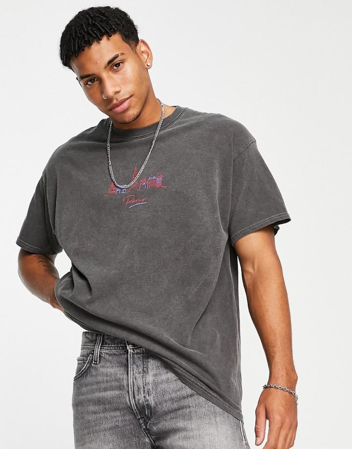 New Look T-shirt With Paris Skyline Print In Black