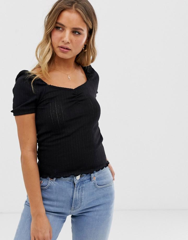 New Look Sweetheart Neckline Tee In Black