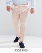 Asos Plus Wedding Super Skinny Smart Pant In Light Pink Sateen - Pink