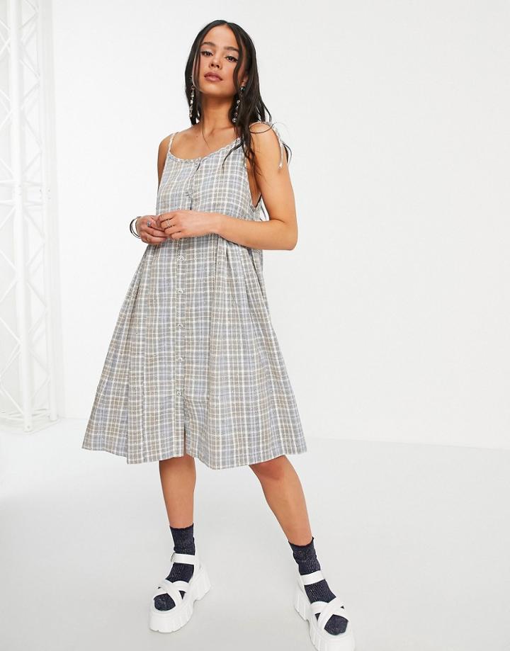 Sister Jane Merry Go Round Check Mini Dress In Gray-blues