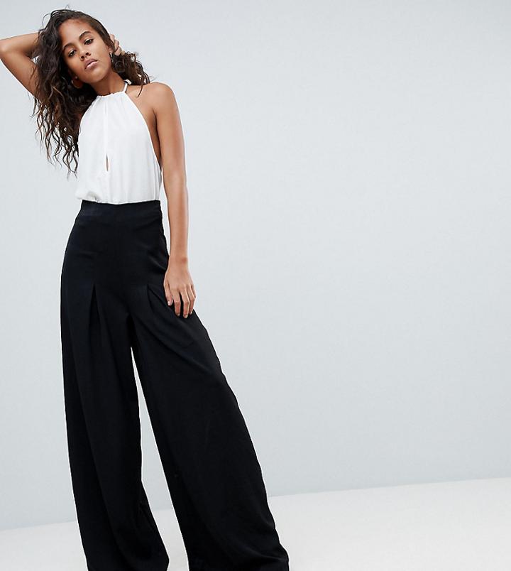 Missguided Tall Pleat Wide Leg Pants - Black