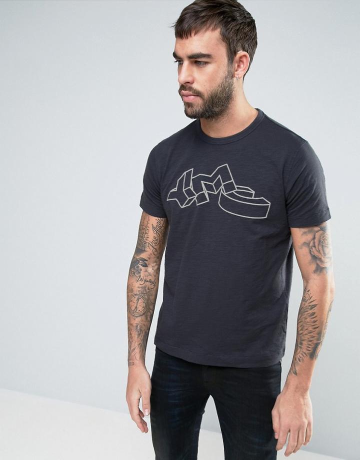 Ymc Flock Logo T-shirt - Navy