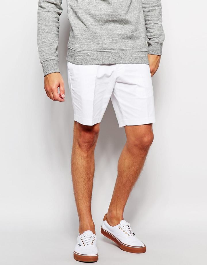 Asos Skinny Fit Smart Chino Shorts - White