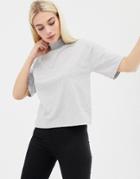 Asos Design High Neck Short Sleeve T-shirt In Gray - Gray