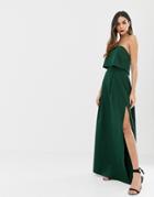 Asos Design Bandeau Crop Top Maxi Prom Dress - Green