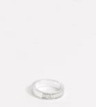 Asos Design Curve Ring With Baguette Crystal Stones In Silver Tone