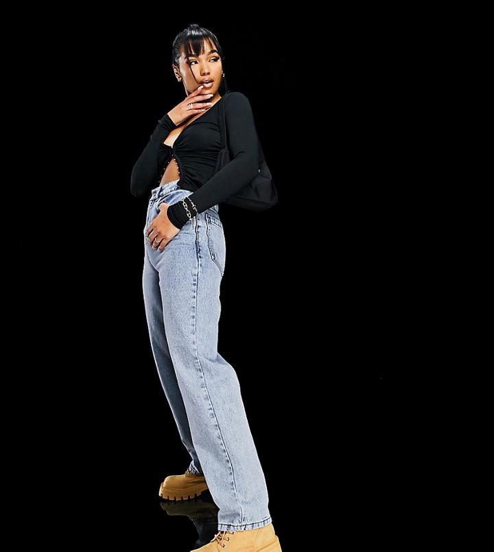 Asyou 90s Dad Jeans In Washed Blue-blues