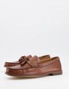 Topman Tassled Leather Loafers In Tan-brown