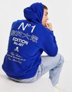 River Island Hoodie With Back Print In Blue-blues