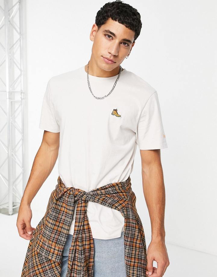 Timberland Boot Logo T-shirt In White Sand