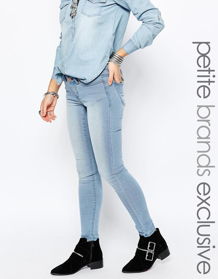 Noisy May Petite Eve Low Rise Skinny Jean - Light Blue