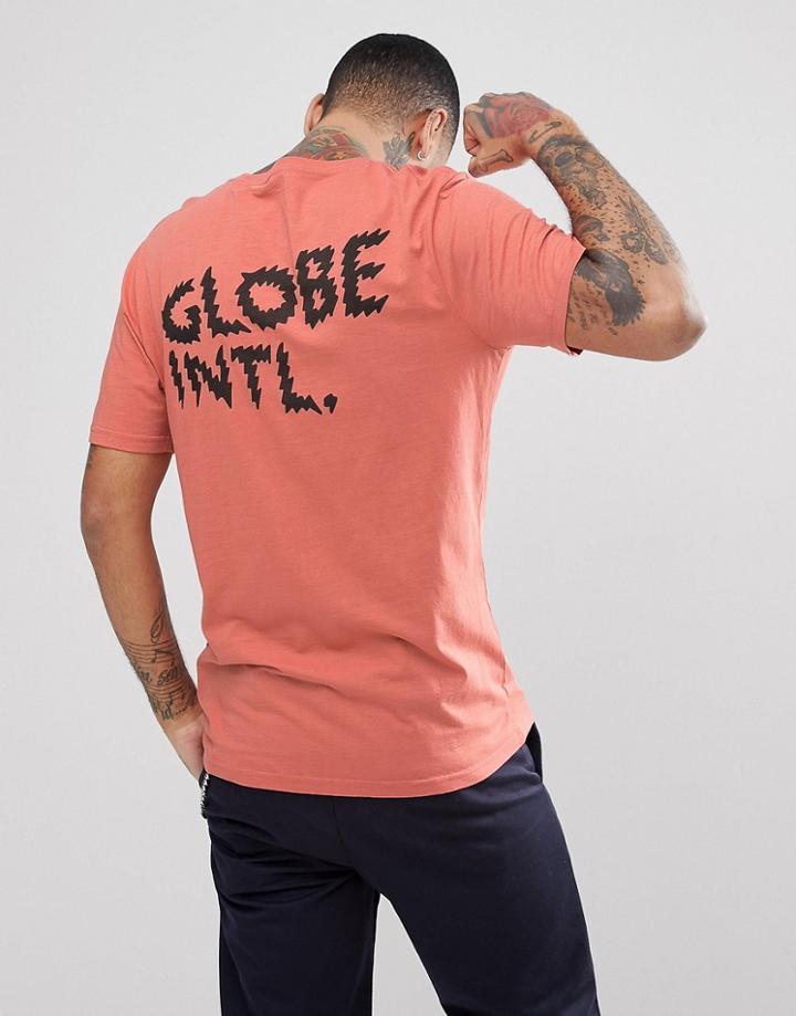 Globe Zap T-shirt With Back Print In Dusty Coral - Orange