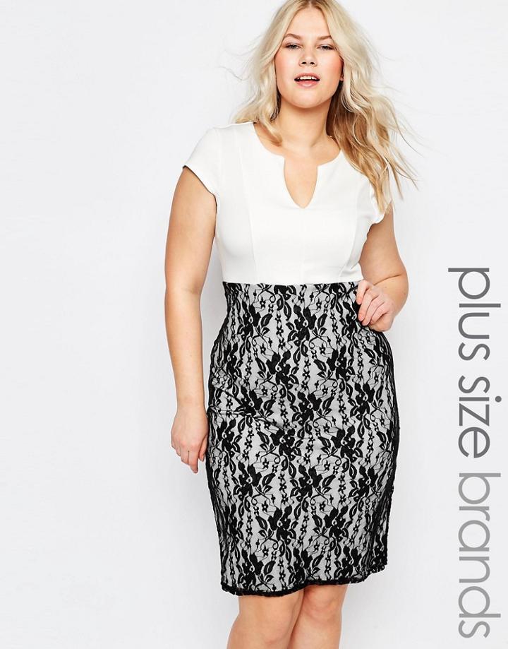 Praslin Plus Pencil Dress With Lace Skirt