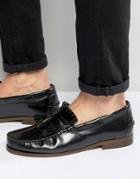 Hudson London Clifford Leather Tassle Loafers - Black