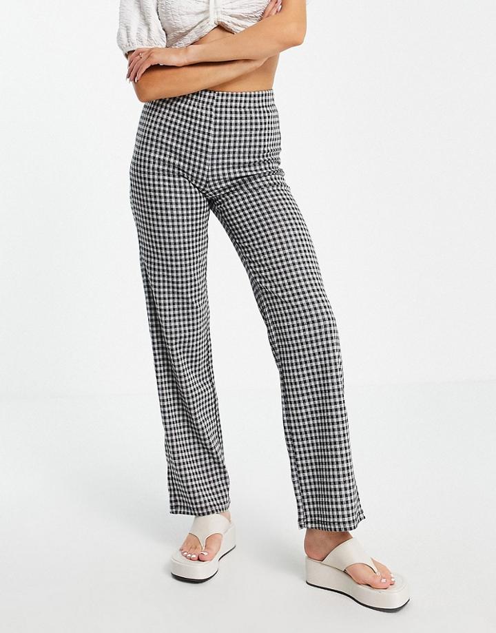 Vero Moda Straight Leg Pants In Black Check - Part Of A Set