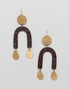 Asos Design Patina Abstract Shape Earrings - Gold