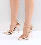London Rebel Wide Fit Pointed High Heels-gold