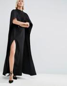 Asos White Maxi Dress With Cape Detail - Black