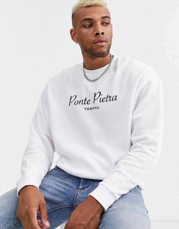 Asos Design Oversized Sweatshirt In White With City Print
