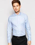 Number Eight Savile Row Exclusive Shirt With Cut Away Collar In Skinny Fit - Sky Blue