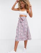 & Other Stories Floral Print Button Through Midi Skirt In Multi