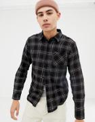 D-struct French Placket Minimal Cut Printed Check Flannel Shirt - Orange
