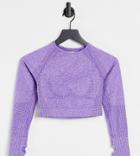 Love & Other Things Petite Gym Seamless Knit Cropped Top In Lilac-purple