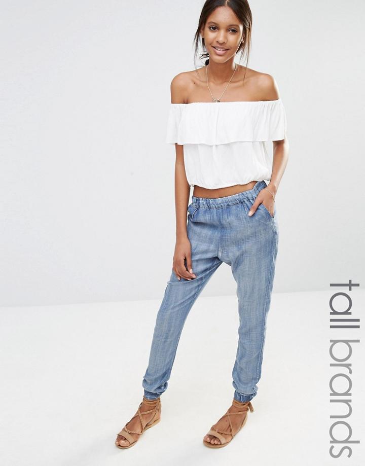 Vero Moda Tall Chambray Joggers - Dark Blue Washed