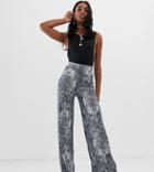Asos Design Tall Wide Leg Pants In Snake Print-multi