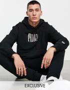 Puma Downtown Oversized Hoodie In Black And Pink - Exclusive To Asos