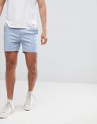 Asos Design Skinny Shorter Chino Shorts In Dusky Blue - Blue