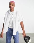 Asos Design Boxy Oversized Short Sleeve Shirt In White