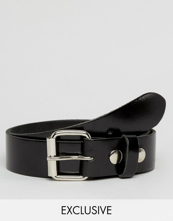 Reclaimed Vintage Patent Leather Roller Buckle Belt Black - Black
