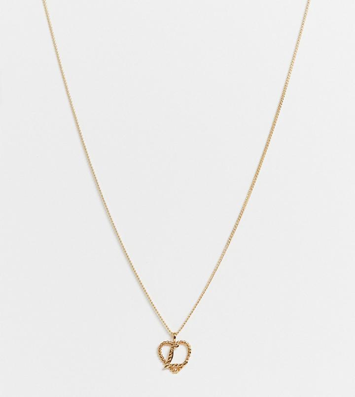 Reclaimed Vintage Inspired Gold Plated L Initial Pendant Necklace - Gold