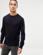 French Connection Plain Logo Crew Neck Knit Sweater-navy