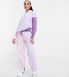 Puma Downtown Color-block Sweatpants In Lilac And Pink - Exclusive To Asos-purple