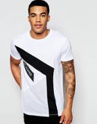 Asos Longline T-shirt With Black Number And Panels - White