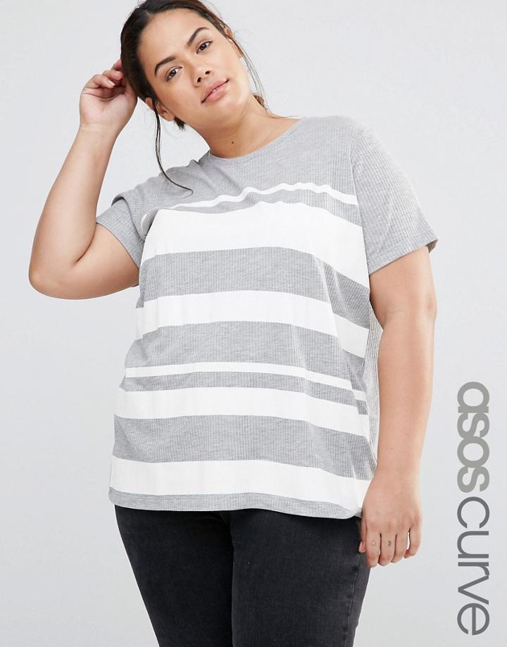Asos Curve T-shirt In Block Print Stripe - Multi