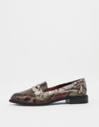 Asos Design Mail Loafers In Snake-brown