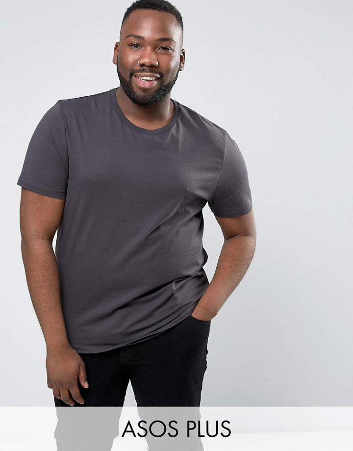 Asos Plus T-shirt In Washed Black - Black