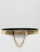 Versace Jeans Gold Belt With Gold Metal Buckle - Gold