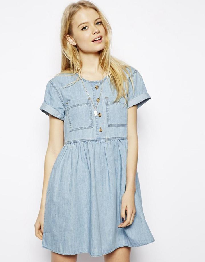 Asos Denim Button Through Smock Dress