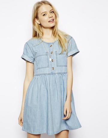 Asos Denim Button Through Smock Dress