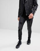 Religion Jeans In Skinny Fit With Panels And Rips - Black